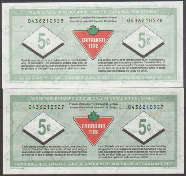 CTC S31-B11 – UNC – Two notes, one with a dark back, one light